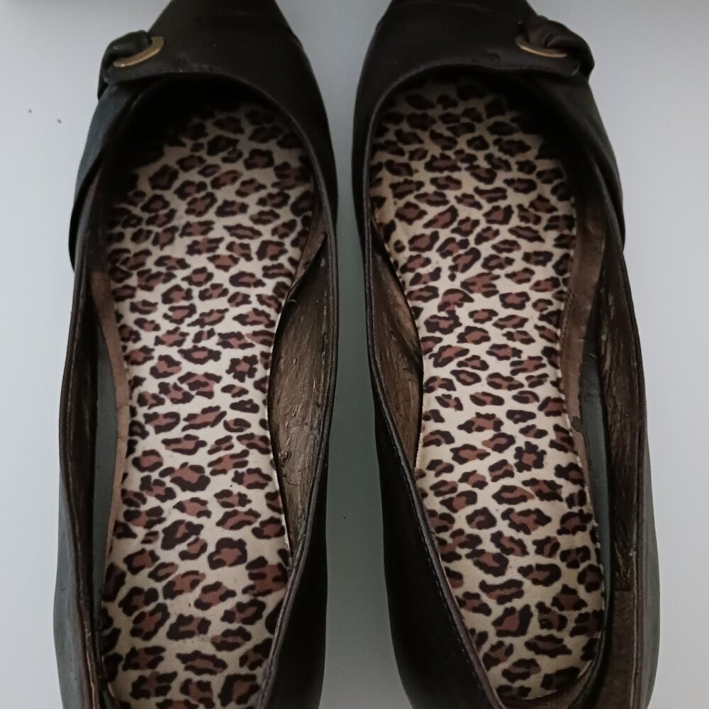 ALDO Rochlin-22 Low Wedge Heel Leather Dress Formal Shoes Brown Size 7/38 B - Picture 4 of 15